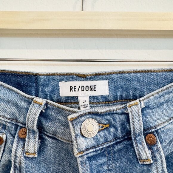 Re/Done Denim 70s Stove Pipe Button Fly Distressed Hole High Rise Jean Casual 27 - Picture 6 of 12